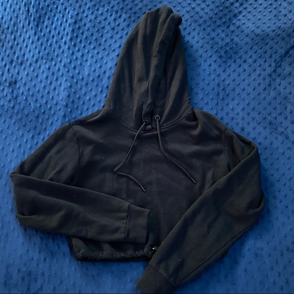 Garage mesh back sweatshirt with draw string